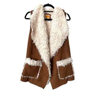 C&C California Faux Suede/Sherpa Vest Sz Small